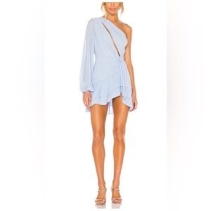 Michael Costello Asymmetrical Blue Cocktail Dress